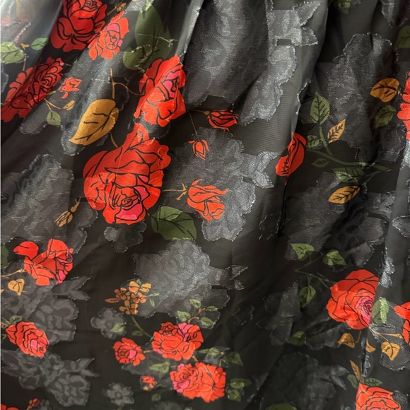 Unique Vintage Black and Red Floral High Low Dress - Picture 5 of 16